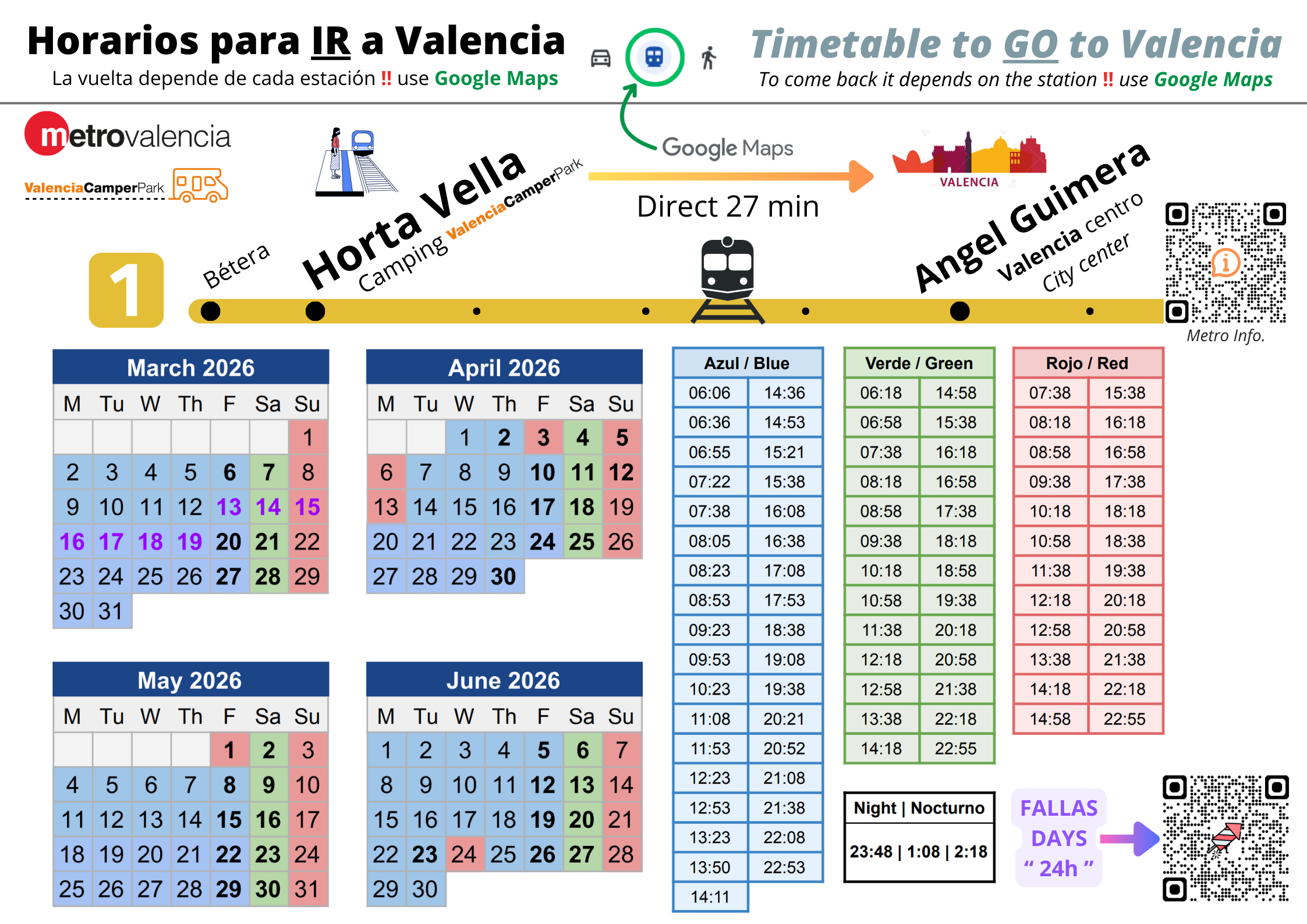 Horarios metro Valencia